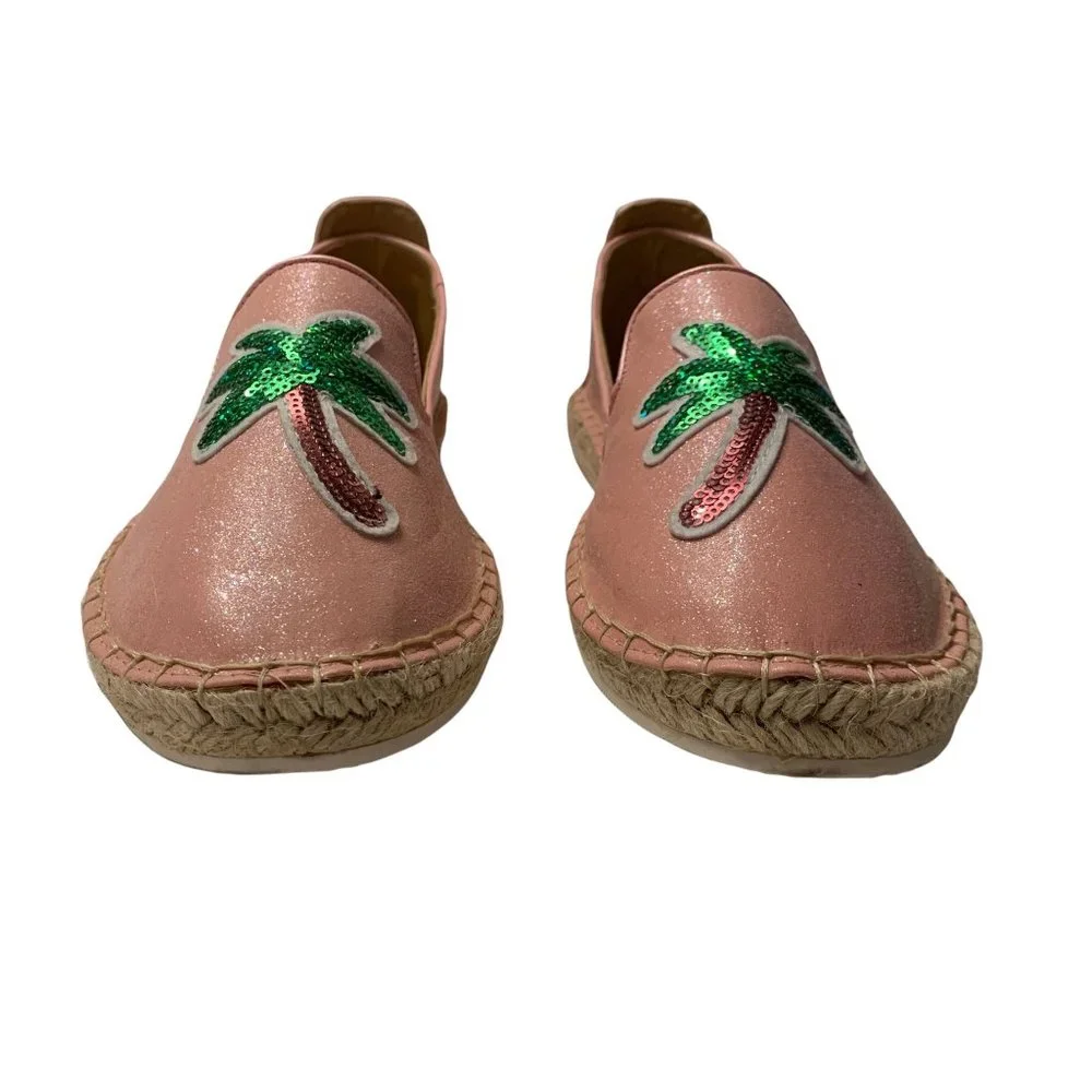 NIB Charlie Paige Pink Sequin Palm Tree Espadrille Size 9 Beach Vacation… - Picture 2 of 7